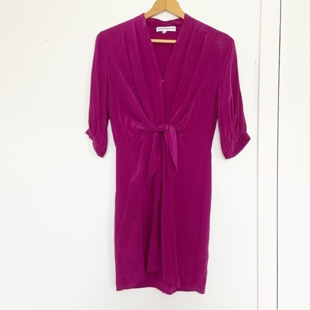 Amanda Uprichard magenta tie front silk‎ dress S